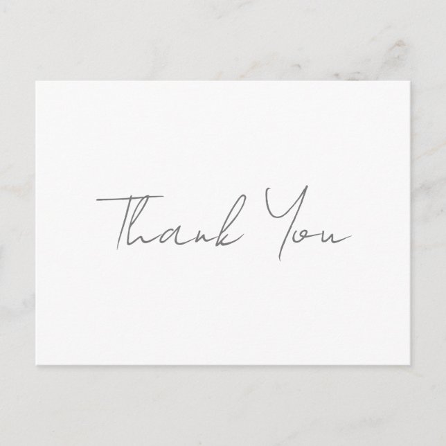 Thank You Grey Handwritten Classical Chic White Postcard (Front)