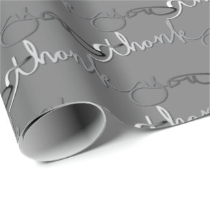 "Thank you"" Grey Silvery Gradient Wrapping Paper