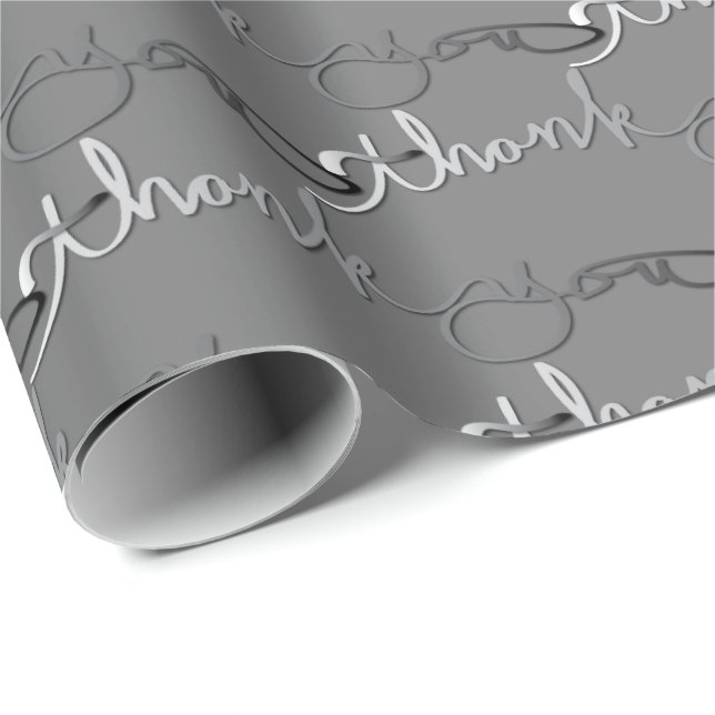 "Thank you"" Grey Silvery Gradient Wrapping Paper (Roll Corner)
