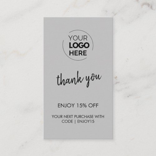 Thank You Grey Stylish Modern Logo Business Discount Card
