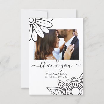 Thank You Grey White Flower Typography Cards by Ricaso_Wedding at Zazzle
