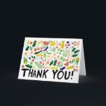 THANK YOU Groceries Fruits Veggies CUSTOM Card<br><div class="desc">Check out this cool card, hand made by me for you! Feel free to add your own text or change the colors. Send it to your local grocery store worker, the person who delivers your food, your local farmer, someone who cooks for you or just someone who loves fruits and...</div>