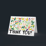 THANK YOU Groceries Fruits Veggies CUSTOM Card<br><div class="desc">Check out this cool card, hand made by me for you! Feel free to add your own text or change the colors. Send it to your local grocery store worker, the person who delivers your food, your local farmer, someone who cooks for you or just someone who loves fruits and...</div>