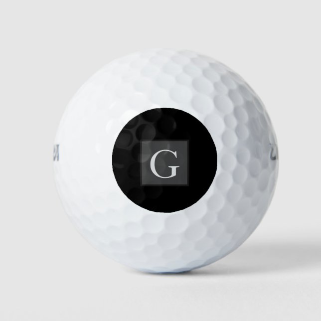 Thank You Groomsman Best Man Monogram Black Gift Golf Balls (Front)