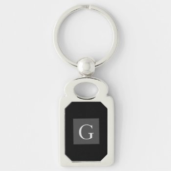 Thank You Groomsman Best Man Monogram Black Gift Keychain by BridalPartyGifts at Zazzle