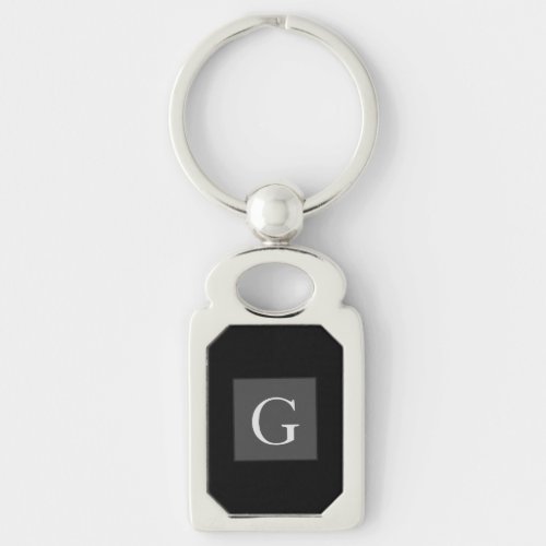 Thank You Groomsman Best Man Monogram Black Gift Keychain