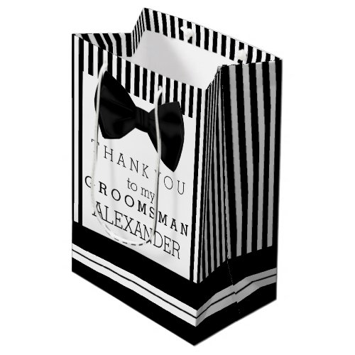 Thank You Groomsman Personalized With Bow Tie Medium Gift Bag