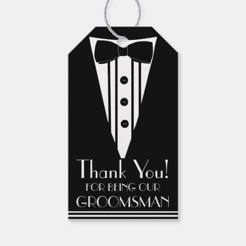 Thank You Groomsman Tuxedo Gift Tags