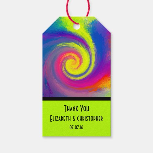 Thank You Groovy Abstract Spiral Swirl Gift Tags