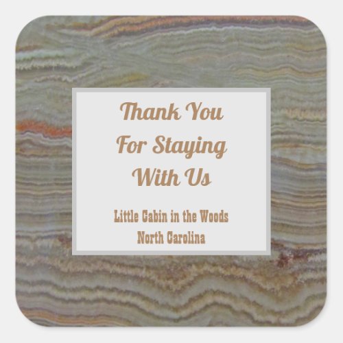 Thank You Guest Appreciation Cabin Rental Onyx Square Sticker