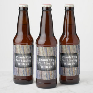 Thank You Guest Vacation Rental Rustic Woodgrain Beer Bottle Label