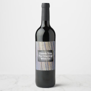 Thank You Guest Vacation Rental Rustic Woodgrain Wine Label