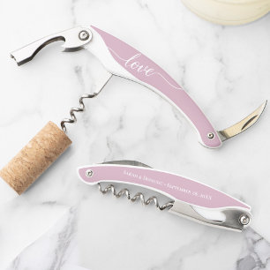 Thank you guests pink Wedding favor personalized Waiter's Corkscrew