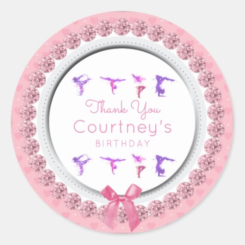 Thank You Gymnastics Birthday Party Favor Tumbling Classic Round Sticker