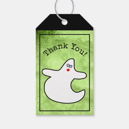 Thank You Halloween Diva Ghost Green Gift Tags