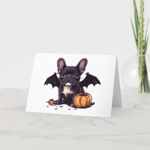 Thank You Halloween French Bulldog Bat Pumpkins Card