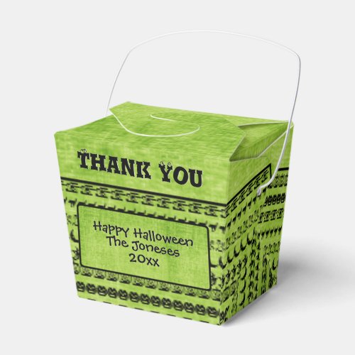 Thank You  Halloween Iconic Pattern Green Favor Boxes