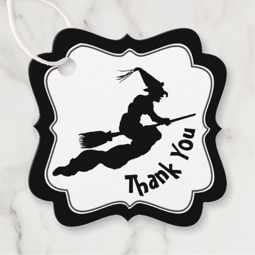 Thank You  Halloween Witch Black Silhouette Favor Tags