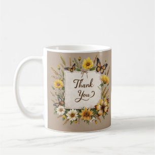 Thank you Hand drawn wildflowers, wheat stalks Coffee Mug