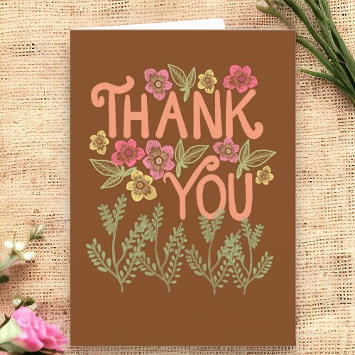 Thank You Hand Lettered Vintage Rustic Floral