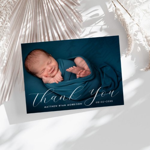 THANK YOU  hand lettering baby announcement Postc Postcard