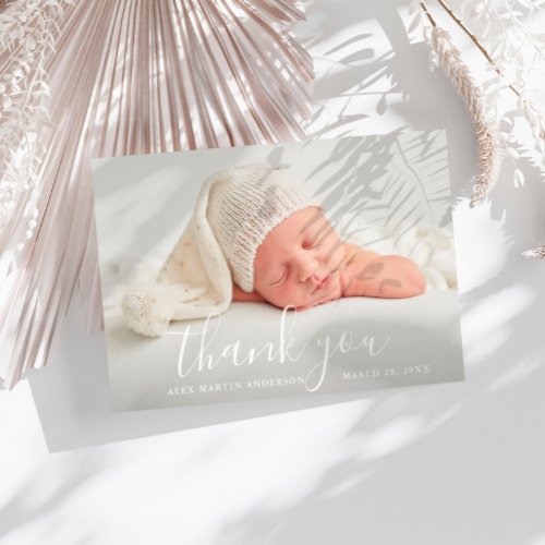 THANK YOU  Hand lettering birth announcement card