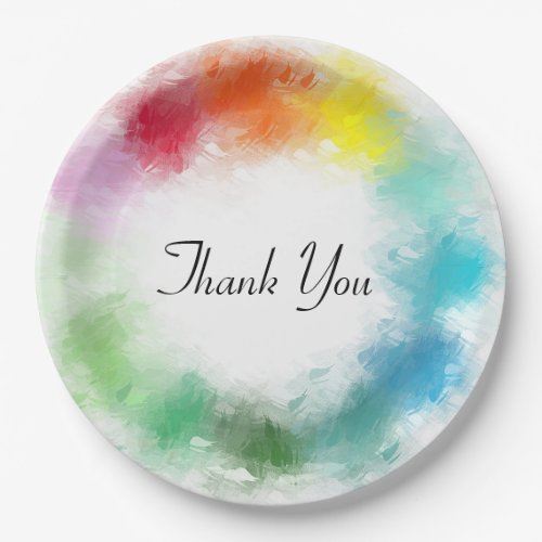 Thank You Hand Script Colorful Template Modern Paper Plates