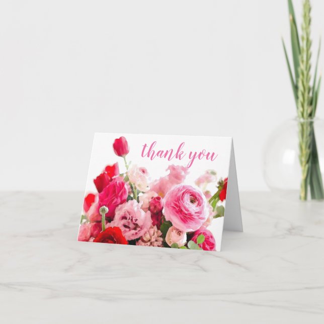 Thank You Hand Script Roses Flowers Template (Front)