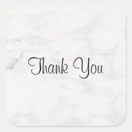 Thank You Hand Script Text Template Marble Elegant Square Sticker