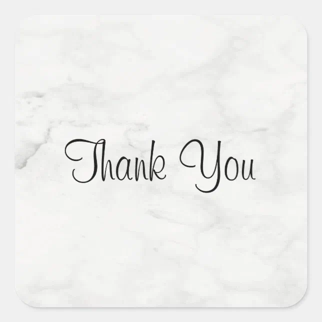 Thank You Hand Script Text Template Marble Elegant Square Sticker | Zazzle
