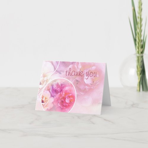 Thank You Hand Script Text Watercolor Roses Elite