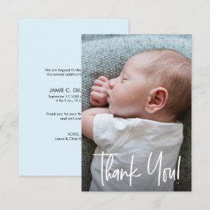 Thank You Handlettering Blue Baby Boy Shower  Card