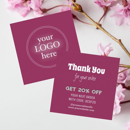 Thank You  Handmade Business Logo Minimalist Discount Card