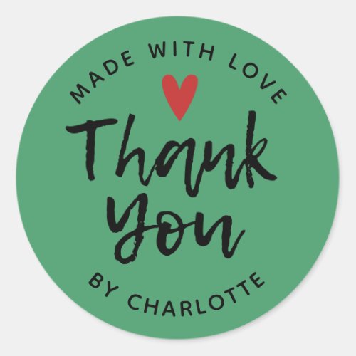 Thank You Handmade With Love Classic Round Sticker