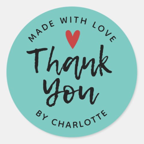 Thank You Handmade With Love Classic Round Sticker