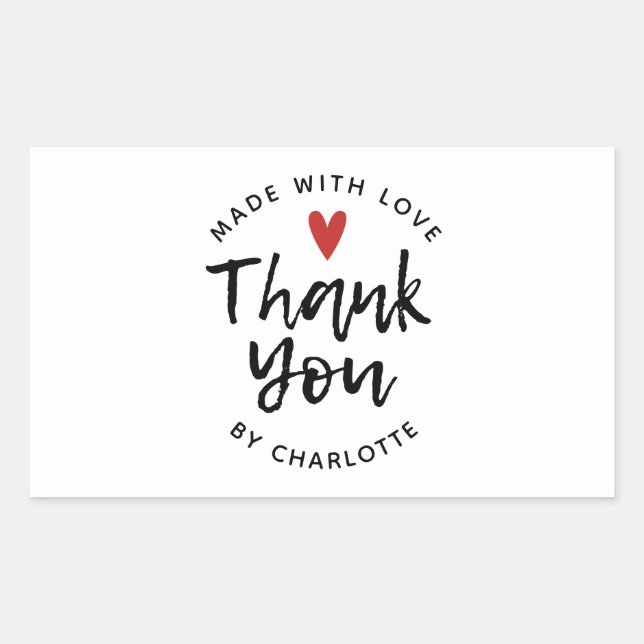Thank You Handmade With Love  Rectangular Sticker (Front)