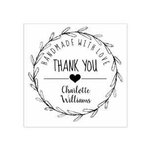 Thank you handmade with love rubber stamp