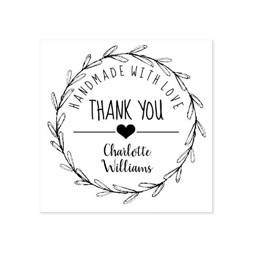Thank you handmade with love rubber stamp