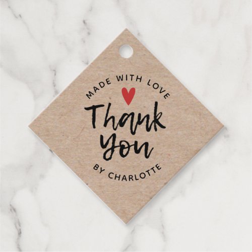 Thank You Handmade With Love Rustic Kraft Favor Tags