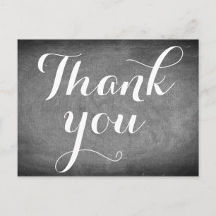 Thank You Handwriting Typography Black White Postcard
