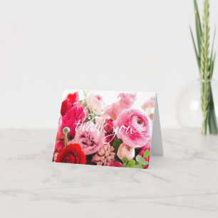 Thank You Handwritten Script Watercolor Roses Chic Card