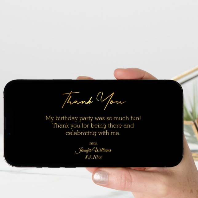 thank you happy birthday black gold digital card (Front Digital)