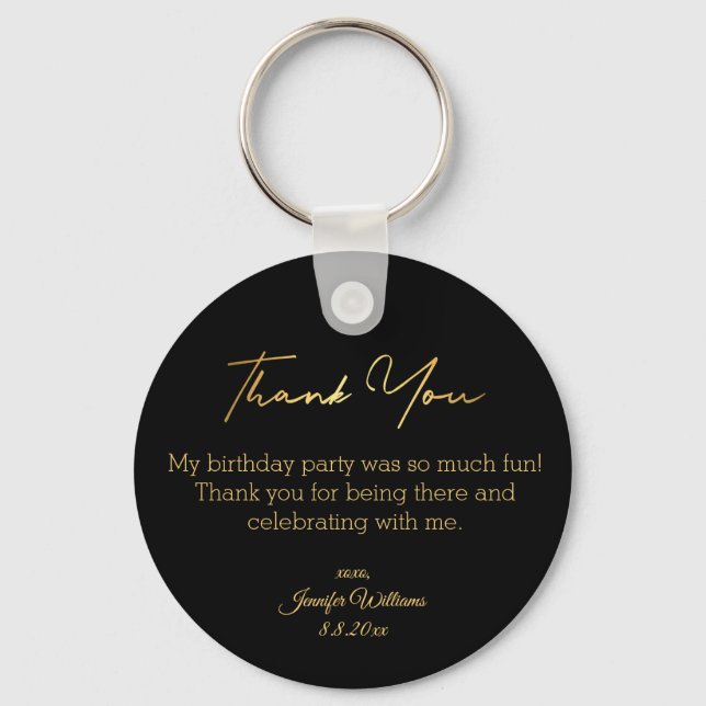 thank you happy birthday black gold minimal luxury keychain (Front)
