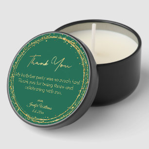 thank you happy birthday green gold glitters mini candle favors