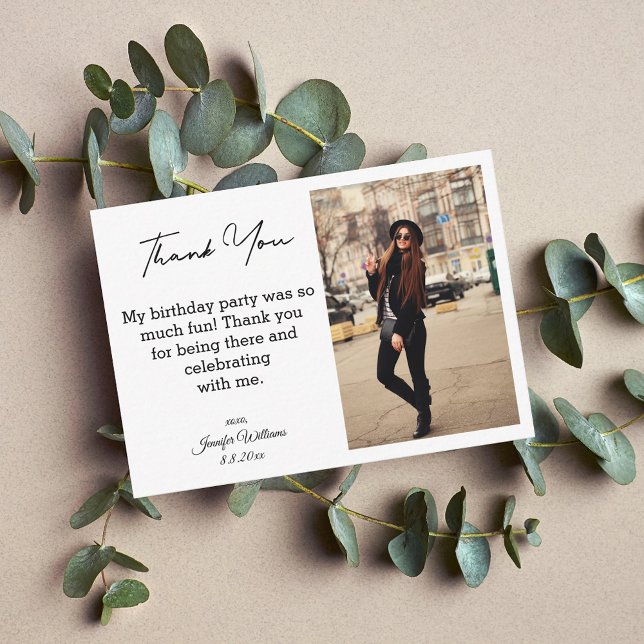 thank you happy birthday  minimalist photo note card (Creator Uploaded)