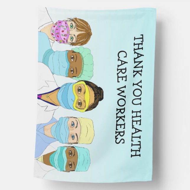 Thank you Health Care and Essential Workers House Flag (Front)