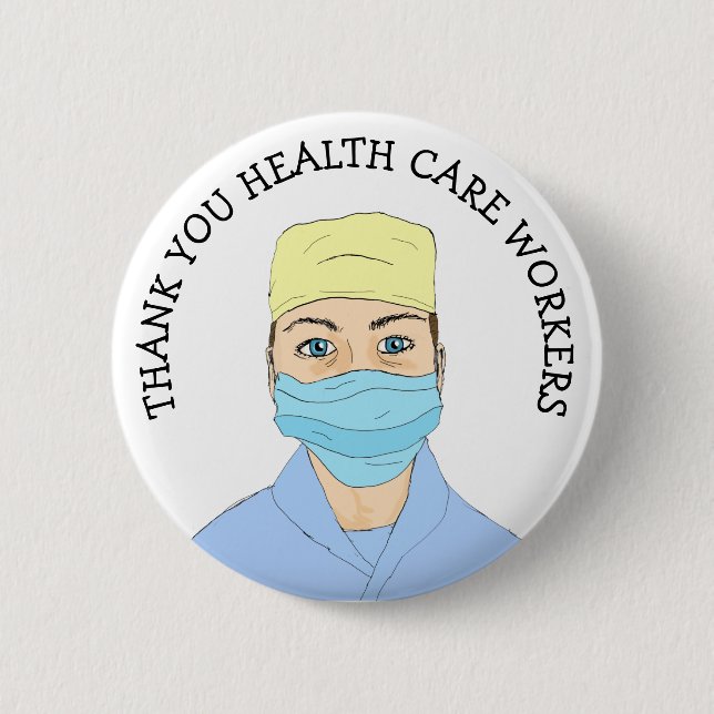Thank you Health Care Workers Button (Front)