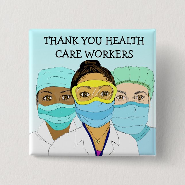 Thank you Health Care Workers Button (Front)