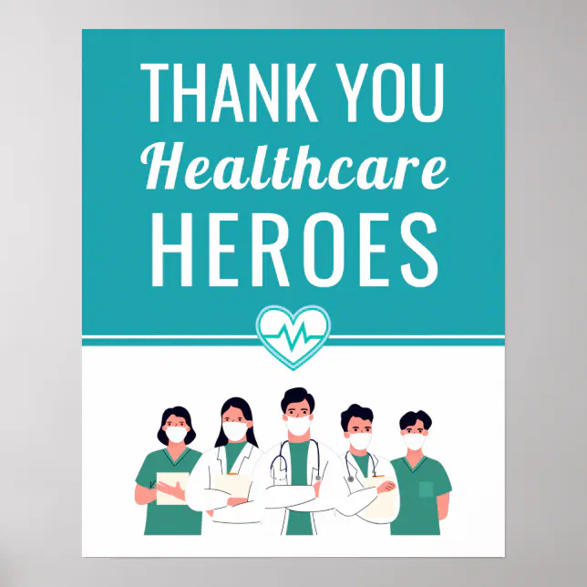 Thank You Health Care Workers Medical Sign Poster | Zazzle