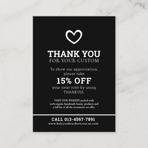 Thank you health photo promo repeat black business card